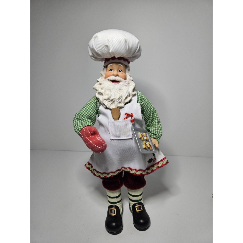 Chef Santa Claus Doll Baking Cookies Kitchen Tabletop Christmas Decor Whimsical